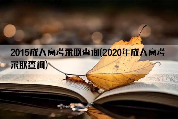 2015成人高考录取查询(2020年成人高考录取查询)